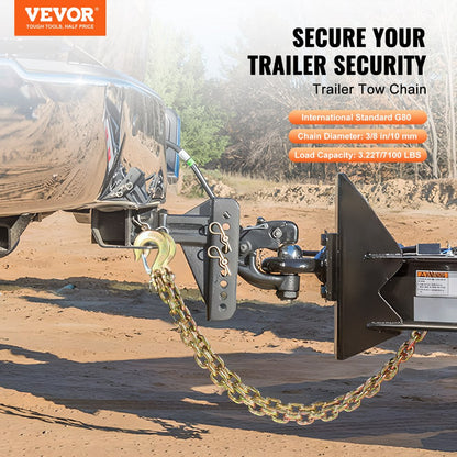 10mmX0.87m - G80 Heavy-Duty Tow Chain with 3/8" Hook for Safe Recovery