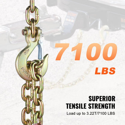 10mmX0.87m - G80 Heavy-Duty Tow Chain with 3/8" Hook for Safe Recovery