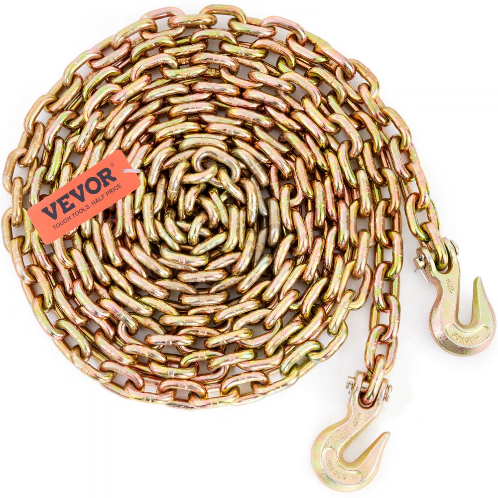 010201866649 - Heavy-Duty 3/8'' x 20' G80 Tow Chain for Secure Transport