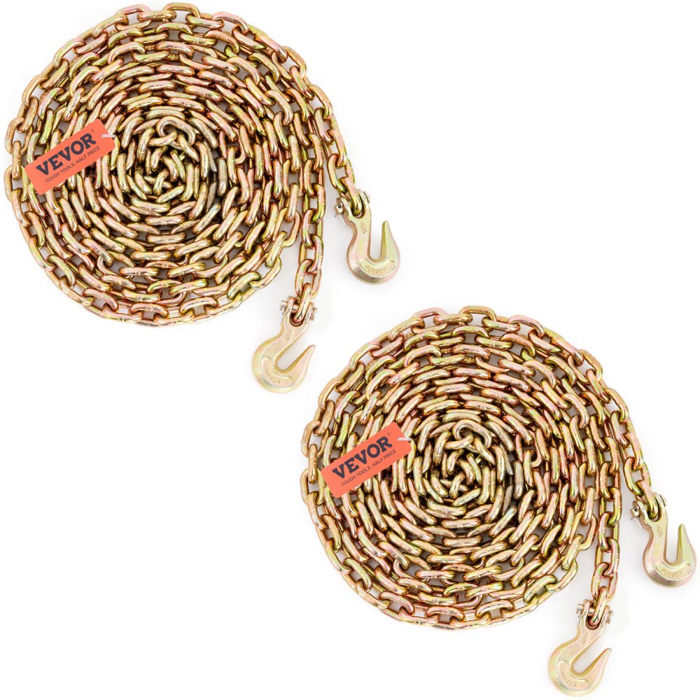 010846346540 - Heavy-Duty 20’ G80 Tow Chain with 7100lbs Limit and Grab Hooks