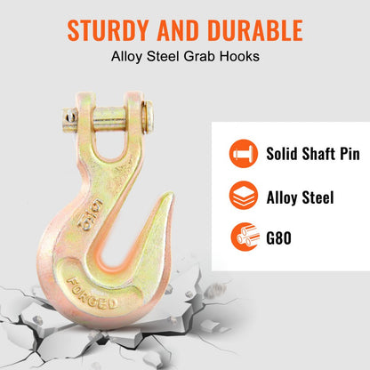 010712695840 - Heavy-Duty G80 Tow Chain, 4900 lbs Capacity, Rust-Resistant