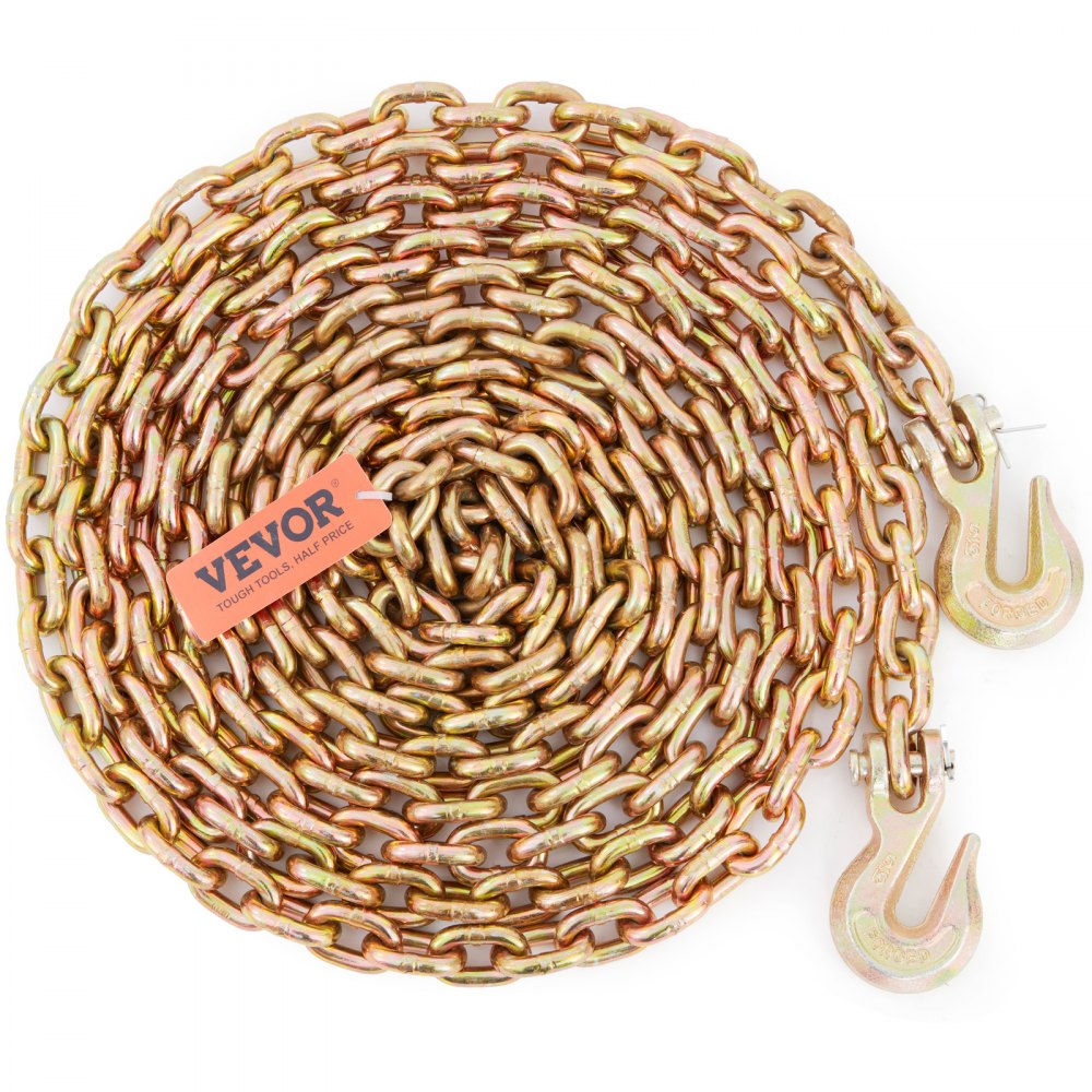 010712695840 - Heavy-Duty G80 Tow Chain, 4900 lbs Capacity, Rust-Resistant