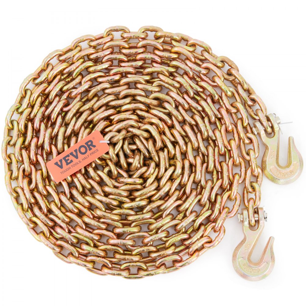 010712695840 - Heavy-Duty G80 Tow Chain, 4900 lbs Capacity, Rust-Resistant