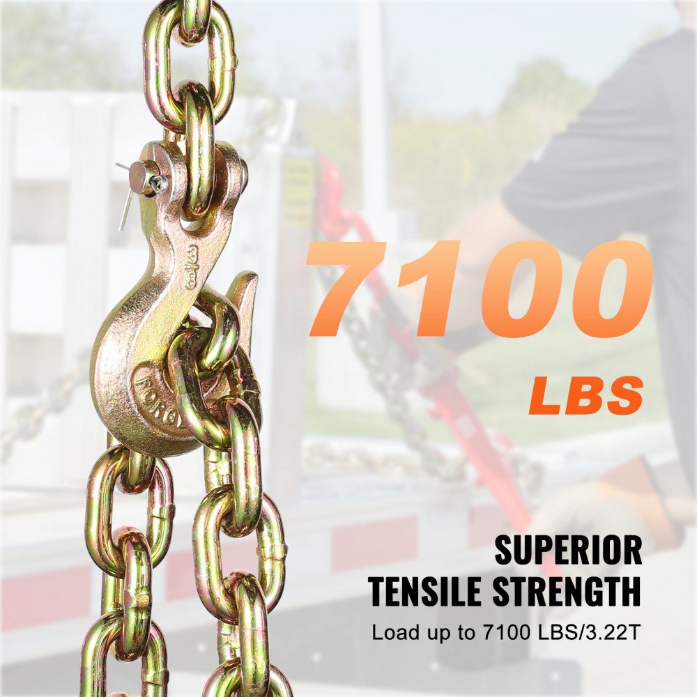 10mmX3m - Durable G80 Tie Down Chain with Grab Hooks for Secure Transport