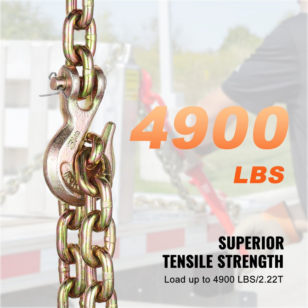8mmX3m - Heavy Duty G80 Towing Chain with Grab Hooks for Safe Transport