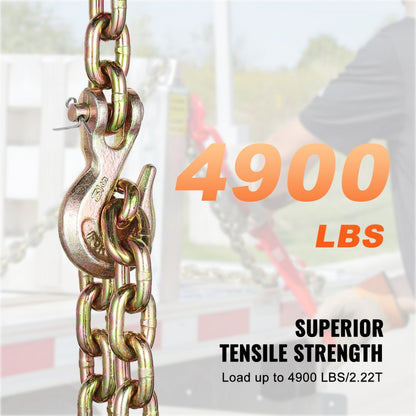 8mmX3m - Heavy Duty G80 Towing Chain with Grab Hooks for Safe Transport