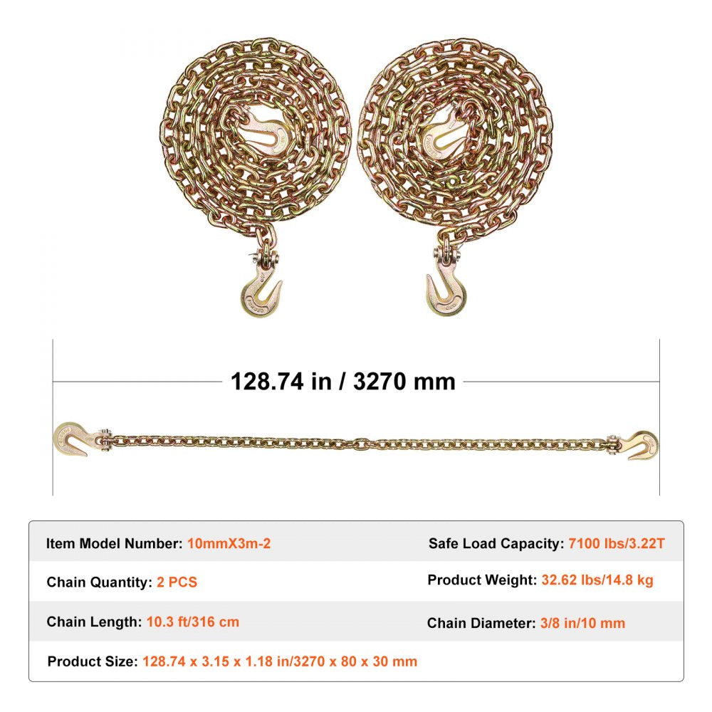 10mmX3m-2 - Durable G80 Transport Binder Chain for Secure Tie-Downs