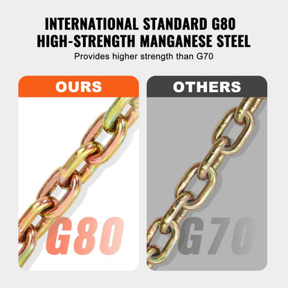 8mmX3m-2 - Heavy Duty G80 Chain with Hooks for Secure Cargo Tie-Down