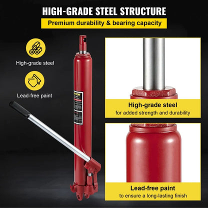 VV-CGQJD-HODJ-12T - 12-Ton Hydraulic Long Ram Jack for Fast Lifting