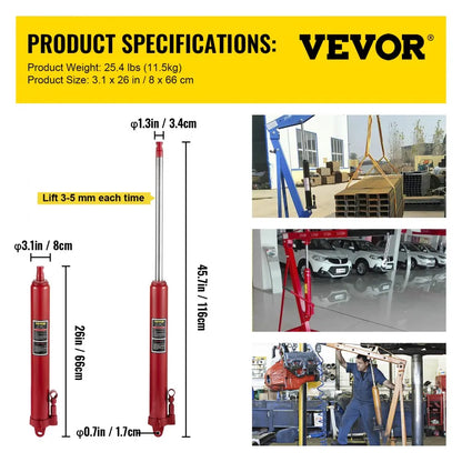 VV-CGQJD-HODJ-12T - 12-Ton Hydraulic Long Ram Jack for Fast Lifting