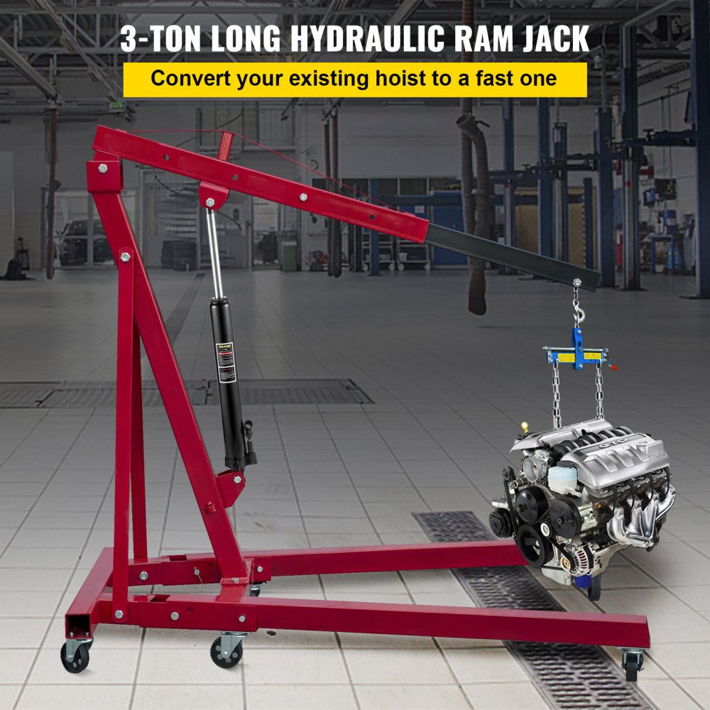 VV-CGQJD-LDJ-3T - 3-Ton Hydraulic Long Ram Jack for Shop Cranes