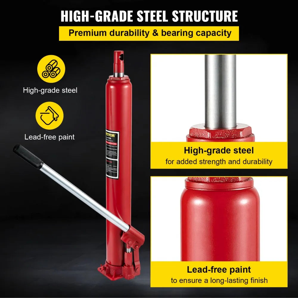 VV-CGQJD-HODP-4T - 4T Hydraulic Long Ram Jack, Lifts 24"-43.7" with Ease
