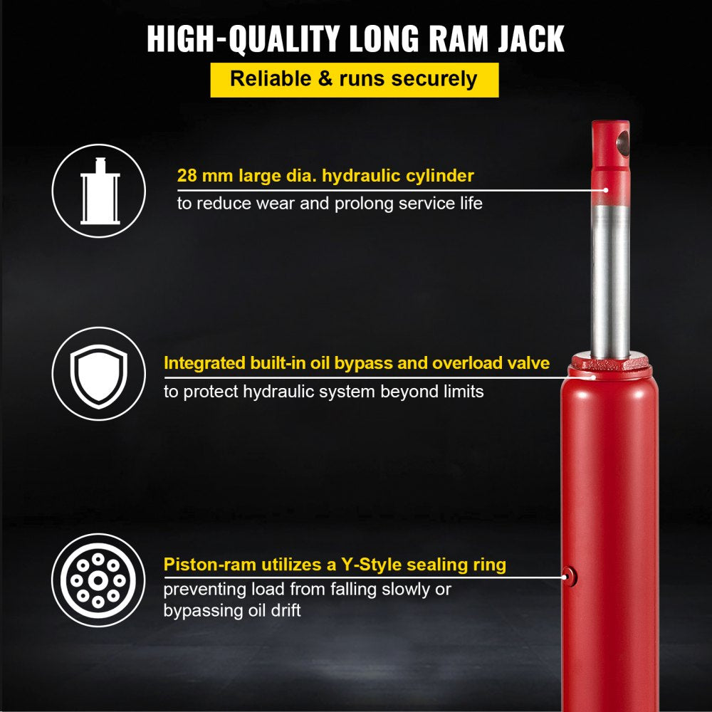 VV-CGQJD-HODJ-8T - 8-Ton Long Ram Hydraulic Jack for Shop Cranes