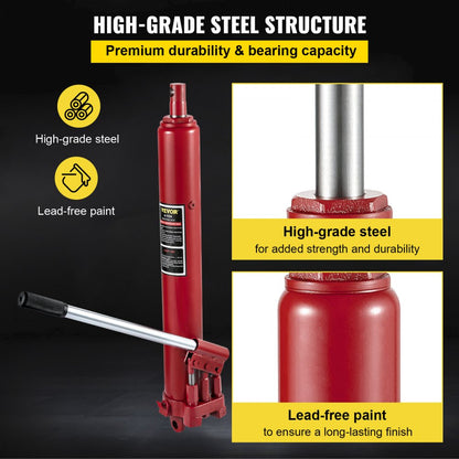 VV-CGQJD-HOSJ-8T - 8-Ton Long Ram Hydraulic Jack, 26"-45.7" Lift Range