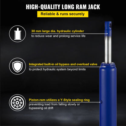 VV-CGQJD-LDJ-8T - 8-Ton Hydraulic Long Ram Jack, 26"-45.7" Lift Range