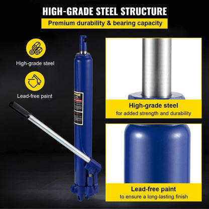VV-CGQJD-LDJ-8T - 8-Ton Hydraulic Long Ram Jack, 26"-45.7" Lift Range