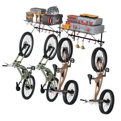 JC24-ZXCZJ011 - Wall-Mounted Bike Rack for 4 Bikes with Shelves