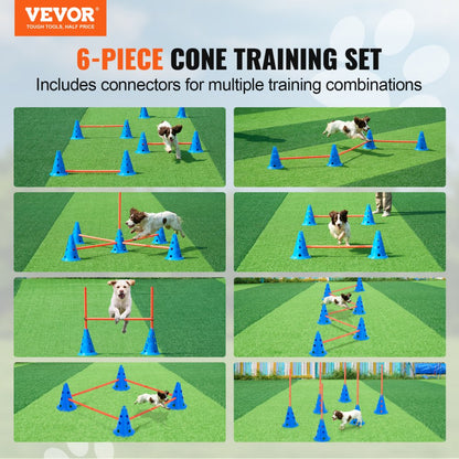 HC-ZAG03 - 6 Cone Dog Agility Kit with Jump Bars and Carry Bag