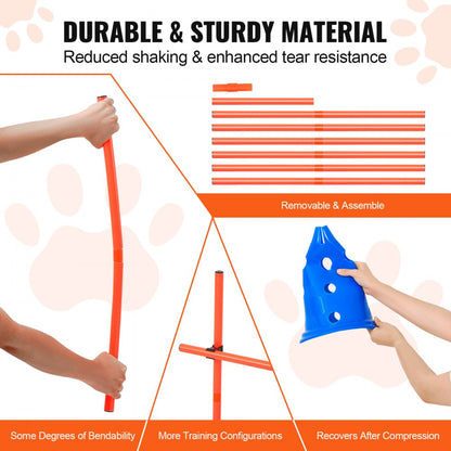 HC-ZAG03 - 6 Cone Dog Agility Kit with Jump Bars and Carry Bag