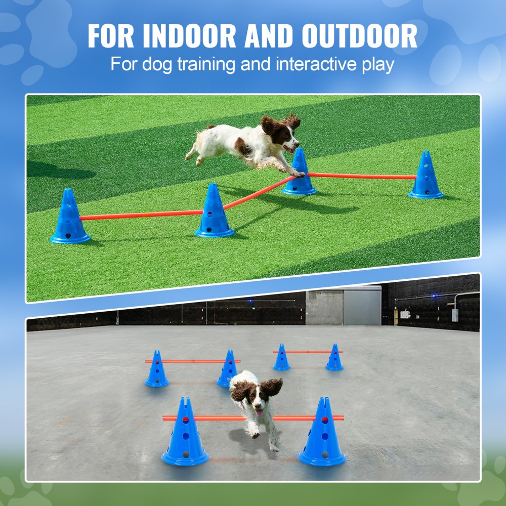 HC-ZAG03 - 6 Cone Dog Agility Kit with Jump Bars and Carry Bag