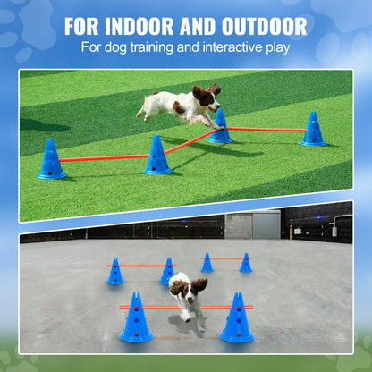 HC-ZAG03 - 6 Cone Dog Agility Kit with Jump Bars and Carry Bag