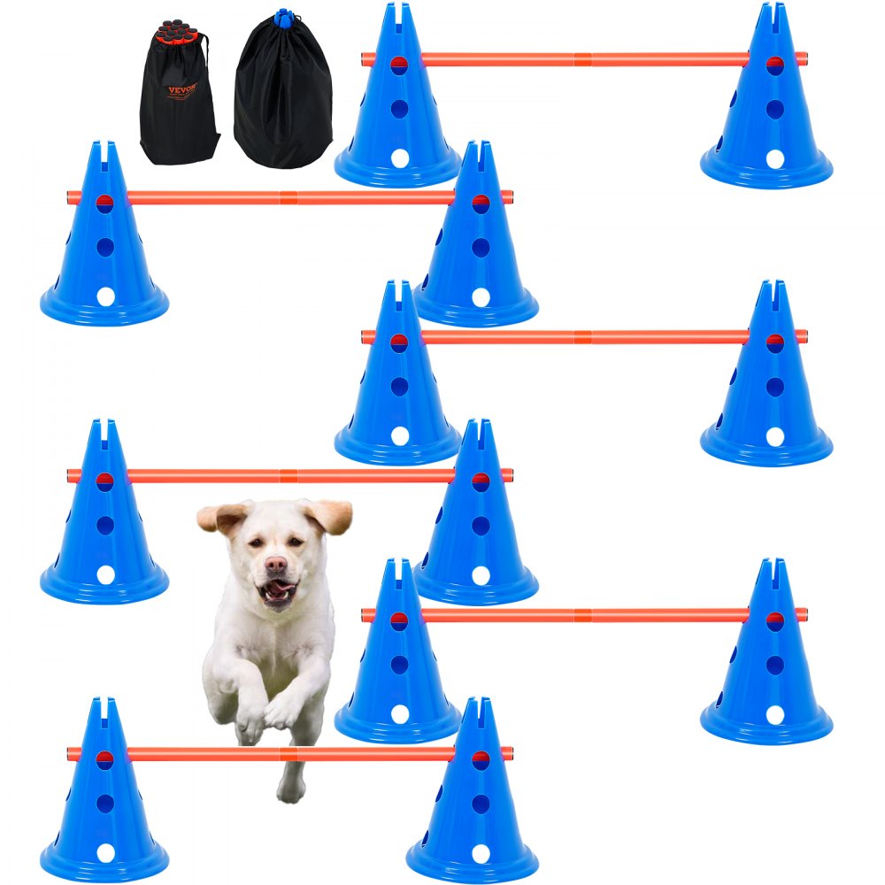 HC-ZAG03 - 6 Cone Dog Agility Kit with Jump Bars and Carry Bag