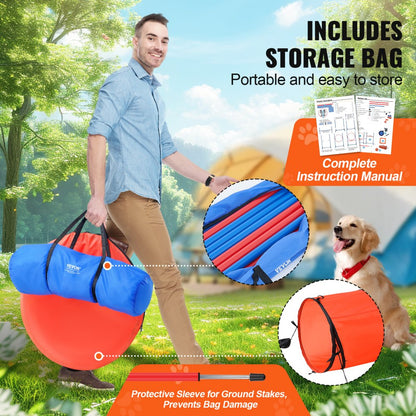 HC-ZAG01 - Lightweight 5-Piece Dog Agility Kit with Hurdles & Tunnel