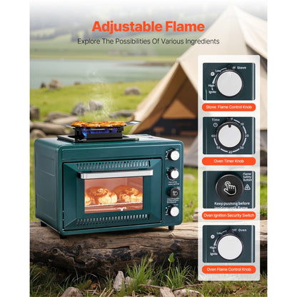 FD998 - 19.29" Portable Gas Oven-Stove Combo for Outdoor Cooking