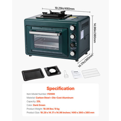 FD998 - 19.29" Portable Gas Oven-Stove Combo for Outdoor Cooking