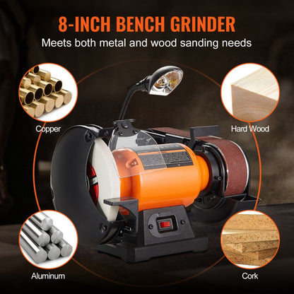 TLGS825 - VEVOR 8-Inch Grinder & 2x28-Inch Belt Sander Combo, 3600 RPM