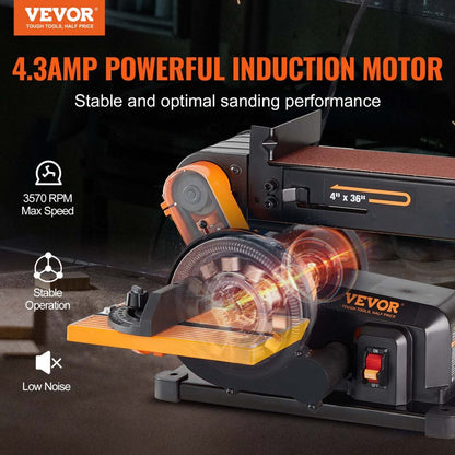 BD4602 - Versatile 6" Disc & 4"x36" Belt Sander Combo for Woodworking