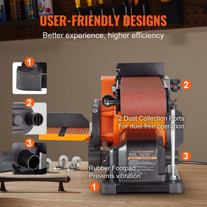 BD4602 - Versatile 6" Disc & 4"x36" Belt Sander Combo for Woodworking