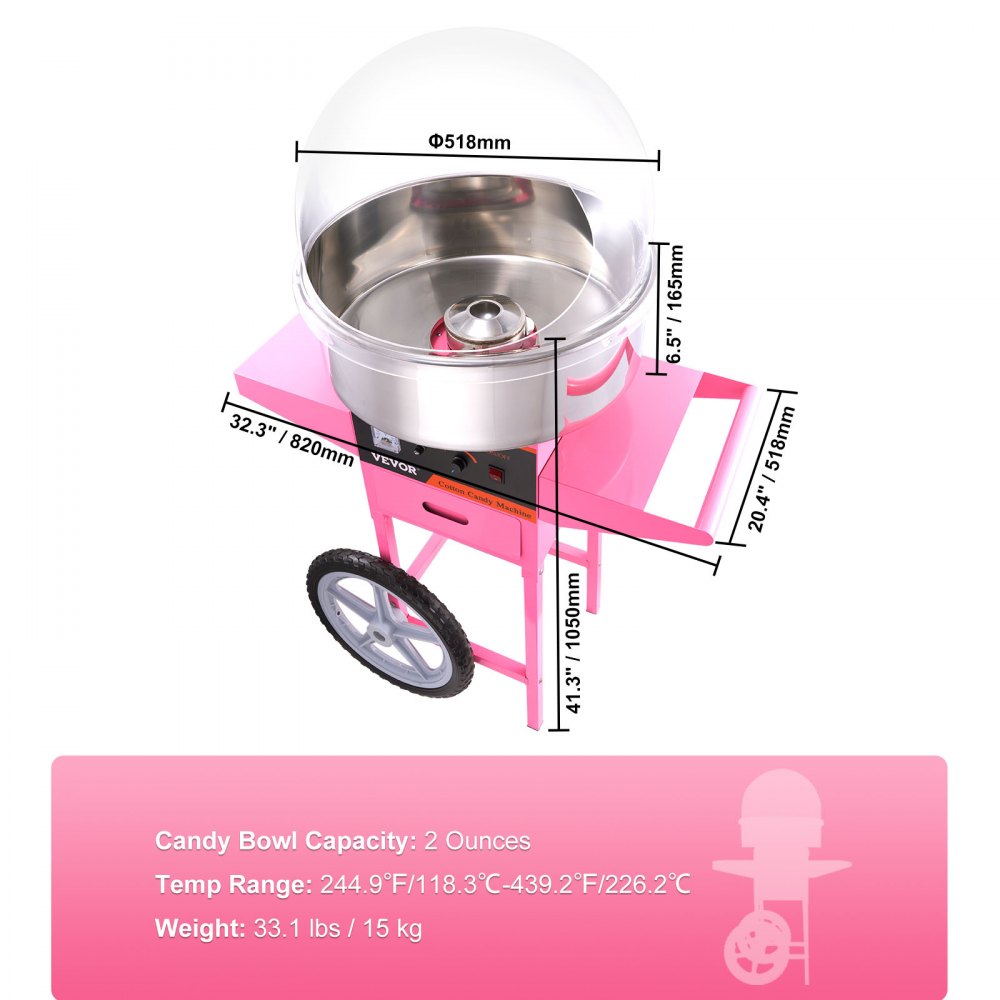 MHTJJPZY01 - High-Yield Stainless Steel Cotton Candy Maker, 6 Cones/Min