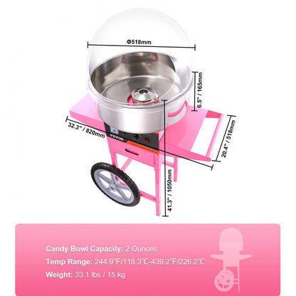 MHTJJPZY01 - High-Yield Stainless Steel Cotton Candy Maker, 6 Cones/Min