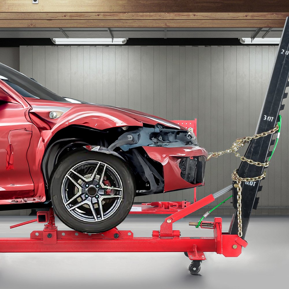 JT-19 - 6-Ton Hydraulic Frame Straightener with Adjustable Column and 3m Chain