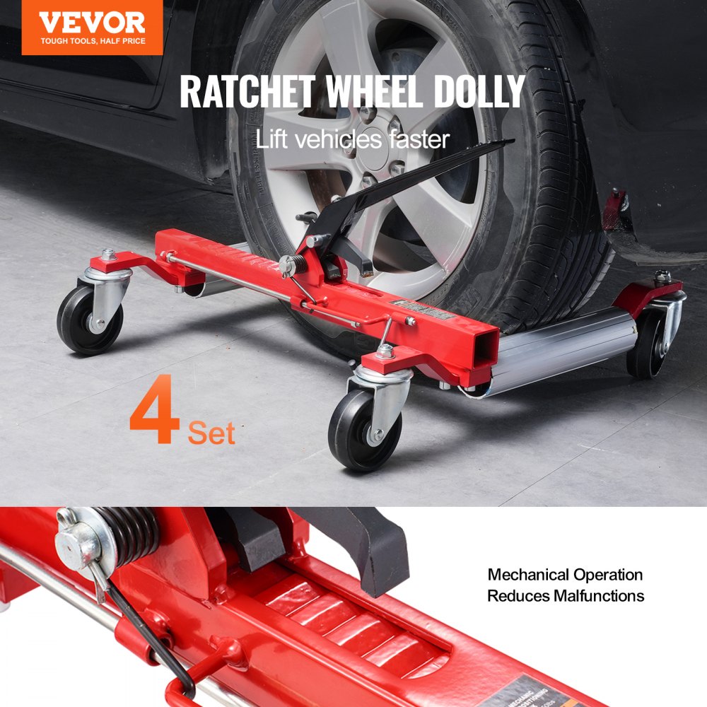 010906039748 - Heavy-Duty Wheel Dolly for Cars, 1500 lbs Capacity, 12" Max Tire Width