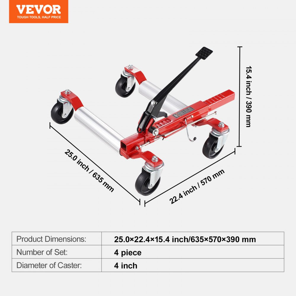 010906039748 - Heavy-Duty Wheel Dolly for Cars, 1500 lbs Capacity, 12" Max Tire Width