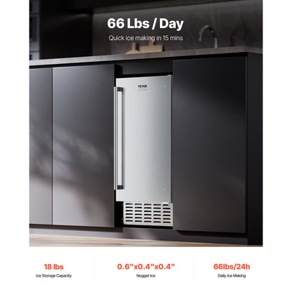 HBZB-30N - 66 lbs/Day Built-in Nugget Ice Maker with Reversible Door
