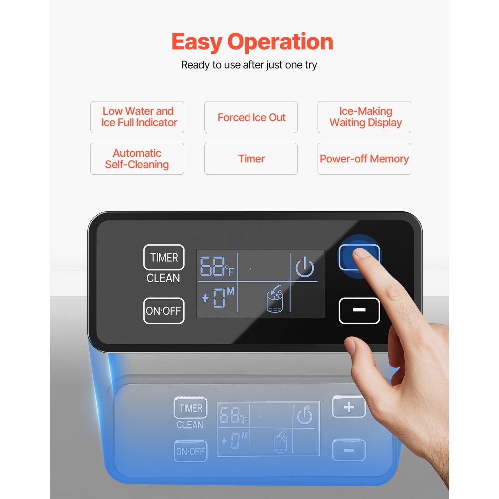 HBZB-36F - 80 lbs Daily Ice Maker with Reversible Stainless Steel Door