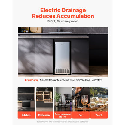 HBZB-36F - 80 lbs Daily Ice Maker with Reversible Stainless Steel Door