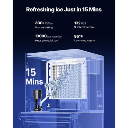 010231679650 - 300LBS/24H Commercial Ice Maker with 250LBS Storage Bin
