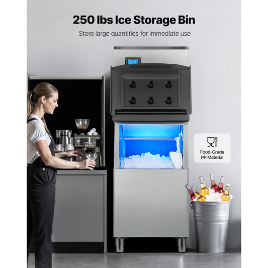 010231679650 - 300LBS/24H Commercial Ice Maker with 250LBS Storage Bin