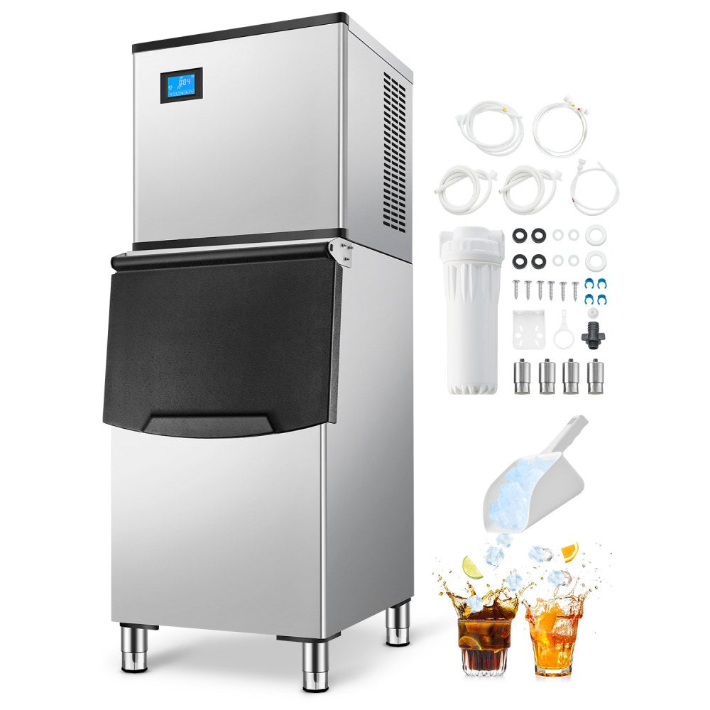 010231679650 - 300LBS/24H Commercial Ice Maker with 250LBS Storage Bin