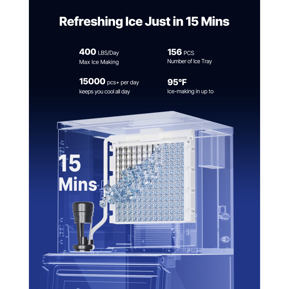 010767874696 - 400LBS/24H VEVOR Ice Maker with 250LBS Storage Bin