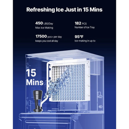 010337102360 - 450LBS/24H VEVOR Ice Maker with Touchscreen & Self-Cleaning