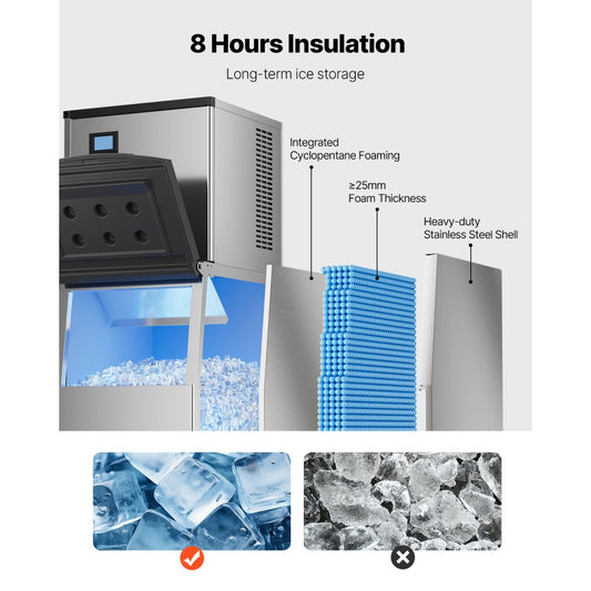 010512895297 - 500 lb/day Ice Maker with 250 lb Storage Bin, Fast Ice Production