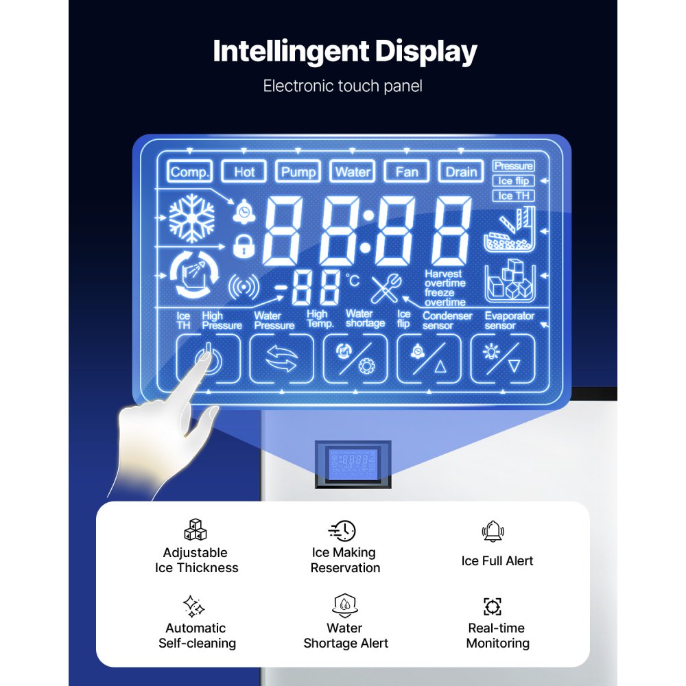 010512895297 - 500 lb/day Ice Maker with 250 lb Storage Bin, Fast Ice Production