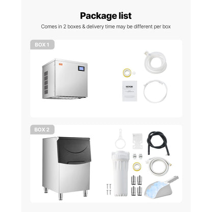 010771693645 - 550 lbs/Day VEVOR Ice Maker with 250 lbs Storage Bin
