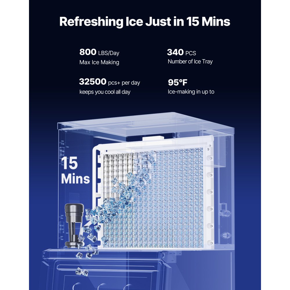 010645146171 - 800LBS/24H Commercial Ice Maker with 500LBS Storage Bin