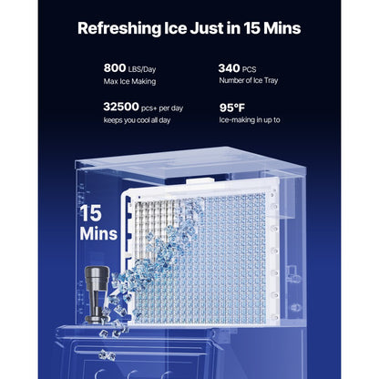 010645146171 - 800LBS/24H Commercial Ice Maker with 500LBS Storage Bin